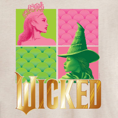 Juniors Movie Elphaba And Glinda Tee Womens Crew Neck Short Sleeve Wicked Graphic T-Shirt