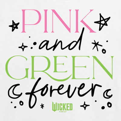 Movie Pink And Green Forever Cropped Tee Womens Juniors Crew Neck Short Sleeve Regular Fit Wicked Graphic T-Shirt