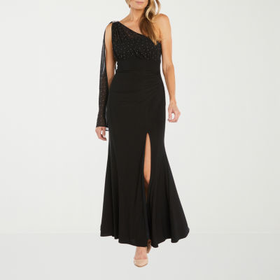 Sophia Cristina One Shoulder Womens Sleeveless Embellished Evening Gown