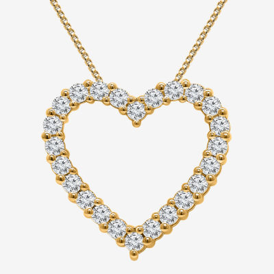 (I / I1) Womens 1 CT. T.W. Lab Grown White Diamond 10K Gold Heart Pendant Necklace