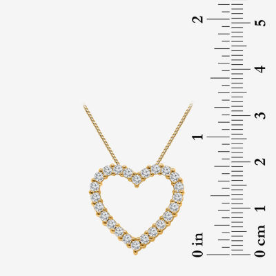 (I / I1) Womens 1 CT. T.W. Lab Grown White Diamond 10K Gold Heart 18 Inch Pendant Necklace