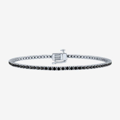 Diamond Addiction Womens 2 CT. T.W. Natural Black Diamond 10K White Gold 7.25 Inch Tennis Bracelet