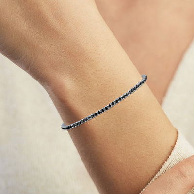 Diamond Addiction Womens 2 CT. T.W. Natural Black Diamond 10K White Gold 7.25 Inch Tennis Bracelet