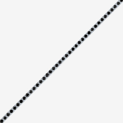 Diamond Addiction Womens 2 CT. T.W. Natural Black Diamond 10K White Gold 7.25 Inch Tennis Bracelet