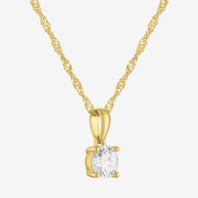 (G-H / Si2-I1) Womens 1/2 CT. T.W. Lab Grown White Diamond 10K Gold Round Pendant Necklace