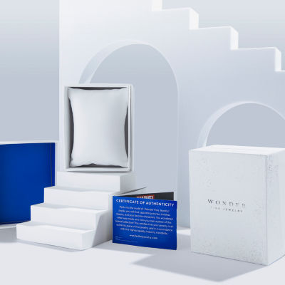 Womens 3/8 CT. Lab Created Blue Sapphire 14K White Gold Spiderman Side Stone Engagement Ring