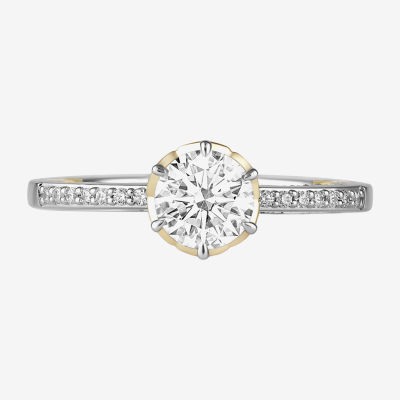 Infinity Star Lab Grown Diamonds Womens 1 1/5 CT. T.W. White Diamond 14K Two Tone Gold Side Stone Engagement Ring