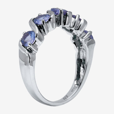 Womens Genuine Purple Tanzanite Sterling Silver Round Cocktail Ring