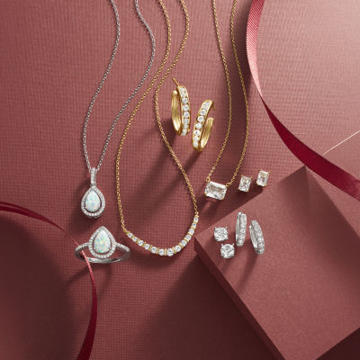 Yes, Please! Womens 2-pc. Lab Created White Sapphire 14K Gold Over Silver Necklace Set