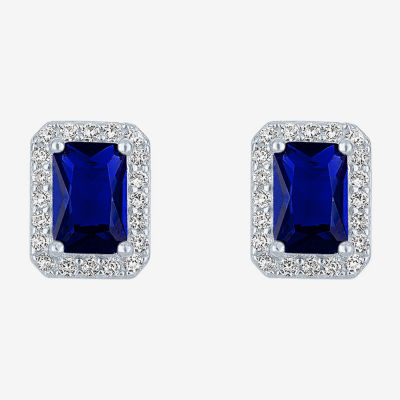 Yes, Please! Lab Created Blue Sapphire Sterling Silver 8mm Stud Earrings