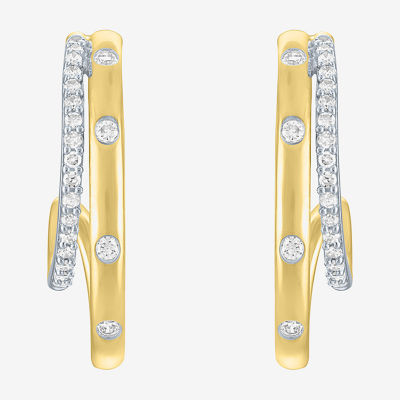 Diamond Addiction (G-H / I1-I2) 1/4 CT. T.W. Lab Grown White Diamond 14K Gold Over Silver Hoop Earrings