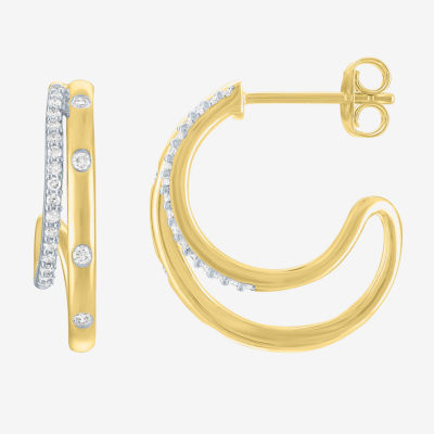 Diamond Addiction (G-H / I1-I2) Womens 1/4 CT. T.W. Lab Grown White Diamond 14K Gold Over Silver 20mm Hoop Earrings
