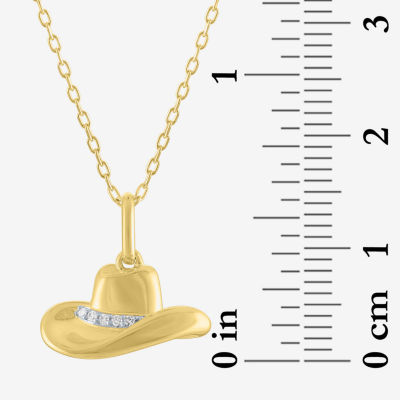 Diamond Accent Cowboy Hat (G-H / I1-I2) Womens Diamond Accent Lab Grown White Diamond 14K Gold Over Silver Pendant Necklace