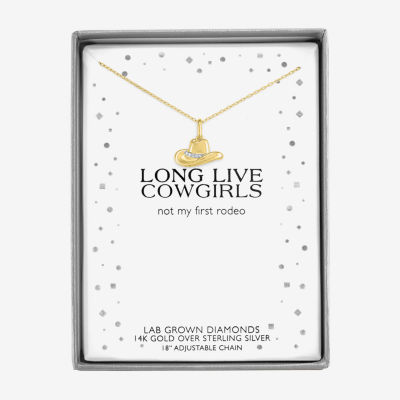 Diamond Accent Cowboy Hat (G-H / I1-I2) Womens Diamond Accent Lab Grown White Diamond 14K Gold Over Silver Pendant Necklace