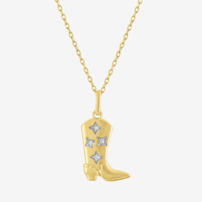 Cowboy Boot (G-H / I1-I2) Womens Diamond Accent Lab Grown White Diamond 14K Gold Over Silver 16 Inch Pendant Necklace