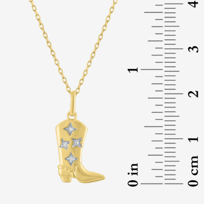 Cowboy Boot (G-H / I1-I2) Womens Diamond Accent Lab Grown White Diamond 14K Gold Over Silver 16 Inch Pendant Necklace