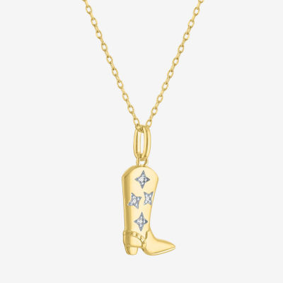 Cowboy Boot (G-H / I1-I2) Womens Diamond Accent Lab Grown White Diamond 14K Gold Over Silver 16 Inch Pendant Necklace