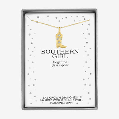 Cowboy Boot (G-H / I1-I2) Womens Diamond Accent Lab Grown White Diamond 14K Gold Over Silver 16 Inch Pendant Necklace