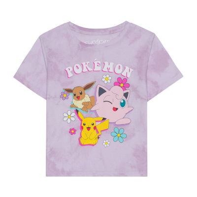 Little & Big Girls Crew Neck Short Sleeve Pokeman Graphic T-Shirt