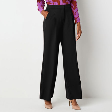 Liz Claiborne Margot Tailored Classic Fit Wide Leg Trouser, 2 Petite, Black