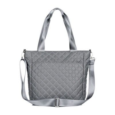Julia Buxton Nylon Quilted Organizer Adjustable Straps Womens Tote