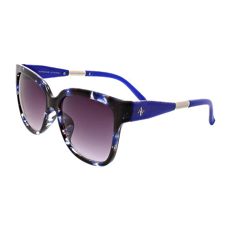 Adrienne Vittadini Oversized Deep Catty Square Temples Design Womens Uv Protection Square Sunglasses In Blue