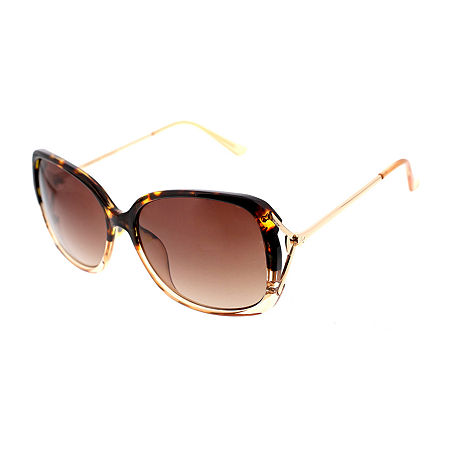 Adrienne Vittadini Classic Square With Metal Vented Temples Womens Uv Protection Square Sunglasses In Brown