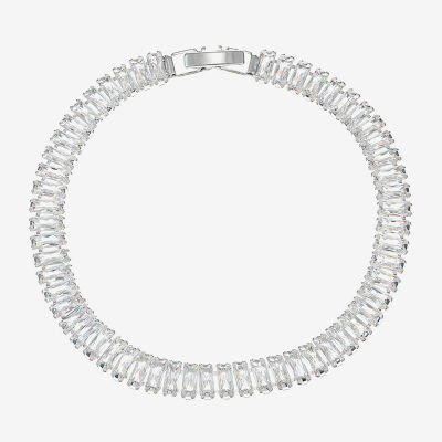 Sparkle Allure Cubic Zirconia Pure Silver Over Brass 7.5 Inch Rectangular Tennis Bracelet