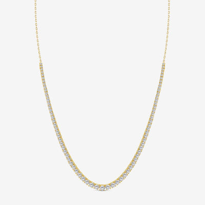 (H / Si2) Womens 5 CT.T.W. White Diamond 10K Gold 16 Inch Tennis Necklace