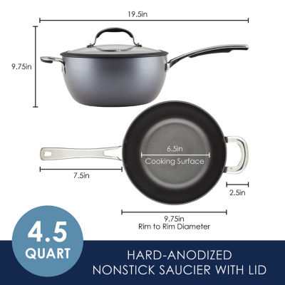 Rachael Ray Cook + Create Hard Anodized 4.5qt. Non-Stick Sauce Pan with Lid