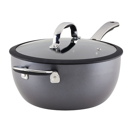 Rachael Ray Cook + Create Hard Anodized 4.5qt. Non-Stick Sauce Pan With Lid, One Size, Black