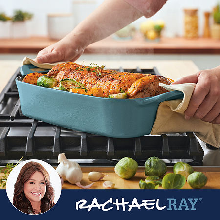 Rachael Ray NITRO Cast Iron 9X13 Roasting Pan, One Size, Blue