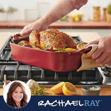 Rachael Ray NITRO Cast Iron 9X13 Roasting Pan, One Size, Red