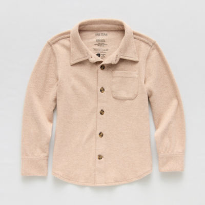 Okie Dokie Knit Toddler & Little Boys Long Sleeve Cuffed Regular Fit Button-Down Shirt