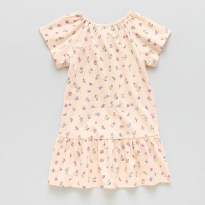 Okie Dokie Toddler & Little Girls Short Sleeve Drop Waist Dress