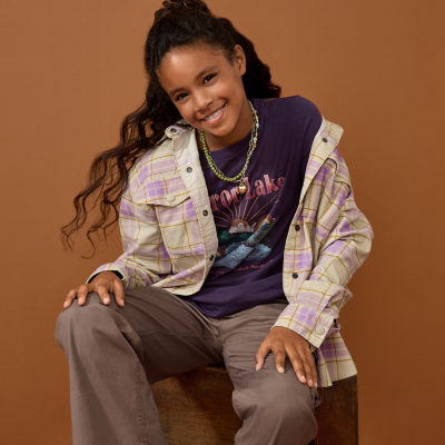 Thereabouts Little & Big Kid Girls Round Neck Long Sleeve Regular Fit Graphic T-Shirt