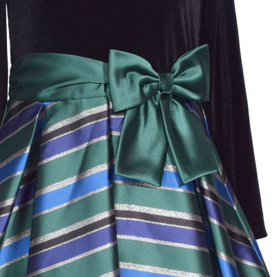 Bonnie Jean Girls Long Sleeve Velvet Fit + Flare Dress