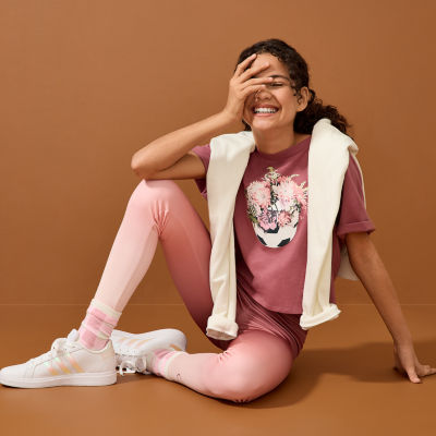 adidas Big Kid Girls Crew Neck Short Sleeve Regular Fit Graphic T-Shirt