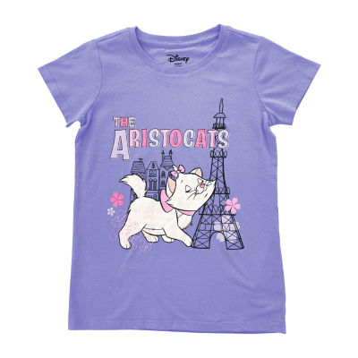 Disney Collection Little & Big Kid Girls Crew Neck Short Sleeve Regular Fit Marie The Aristocats Graphic T-Shirt