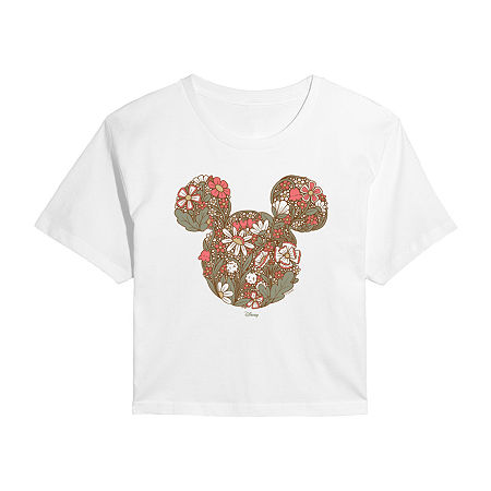Novelty T-shirts Womens Crew Neck Short Sleeve Mickey And Friends Graphic T-shirt In White