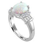 Womens Lab-Created Opal & Lab-Created White Sapphire Sterling Silver Cocktail Ring