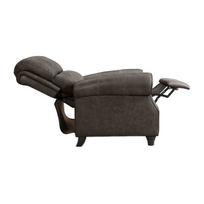 ProLounger Anna Traditional Roll-Arm Push Back Recliner in Distressed Faux Leather with Nailheads