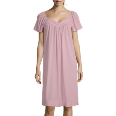 Lissome Tricot Womens Sweetheart Neck Short Sleeve Nightgown