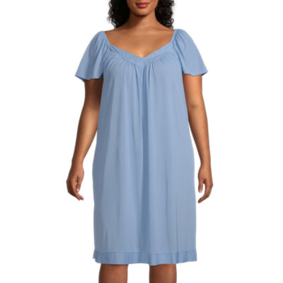 Lissome Tricot Womens Plus Short Sleeve V Neck Nightgown JCPenney