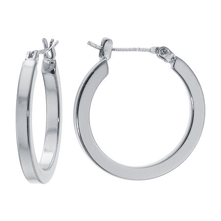 Silver Reflections Pure Silver Over Brass Hoop Earrings In Silver