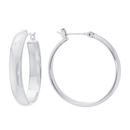 Silver Reflections Pure Silver Over Brass Hoop Earrings In Transparent