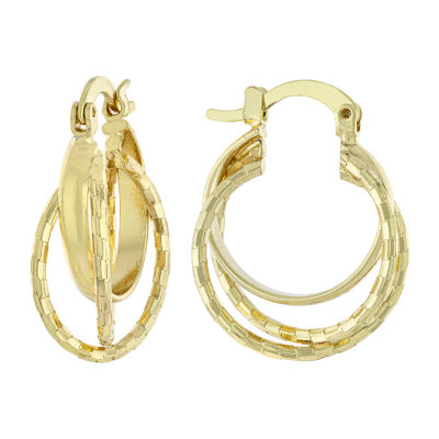 Silver Reflections 24K Gold Over Brass Hoop Earrings