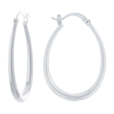 Silver Reflections Pure Silver Over Brass Hoop Earrings