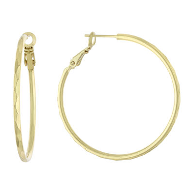 Silver Reflections 24K Gold Over Brass Hoop Earrings