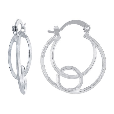 Silver Reflections Pure Silver Over Brass Hoop Earrings In Transparent